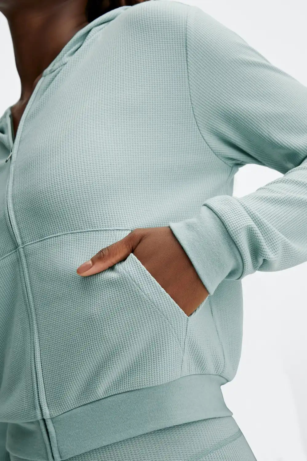 Zip-Up Waffle Hoodie