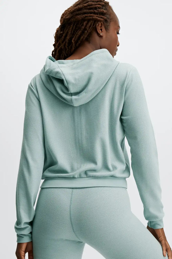 Zip-Up Waffle Hoodie