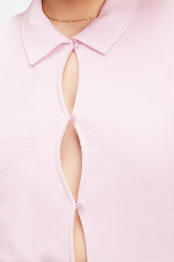 Terry Long-Sleeve Cut Out Top
