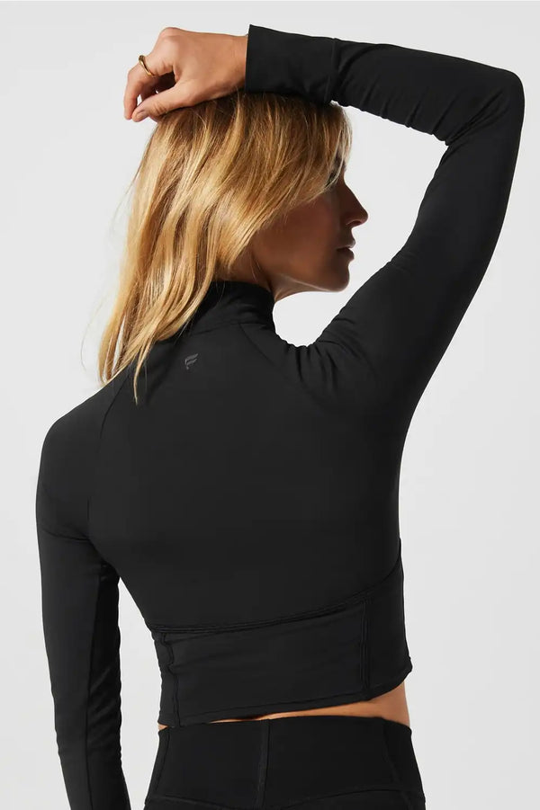 Half-Zip Long-Sleeve Crop Top