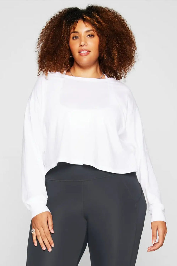 100% Cotton Cropped Boxy Long-Sleeve