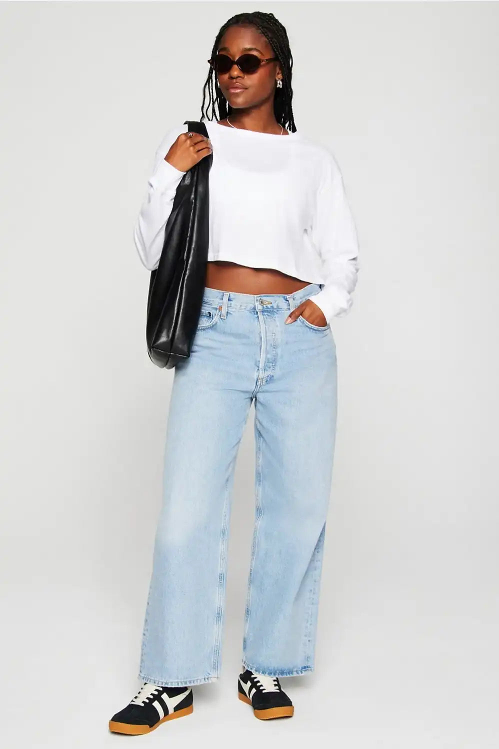 100% Cotton Cropped Boxy Long-Sleeve