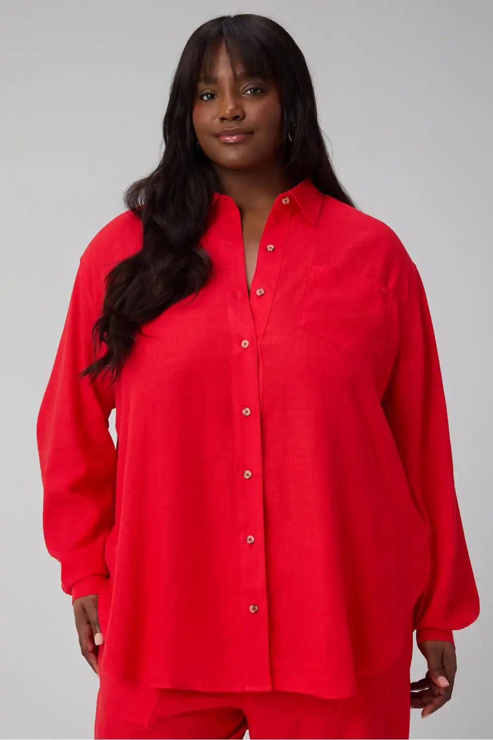 Lifestyle Linen Oversized Button-Up Shirt