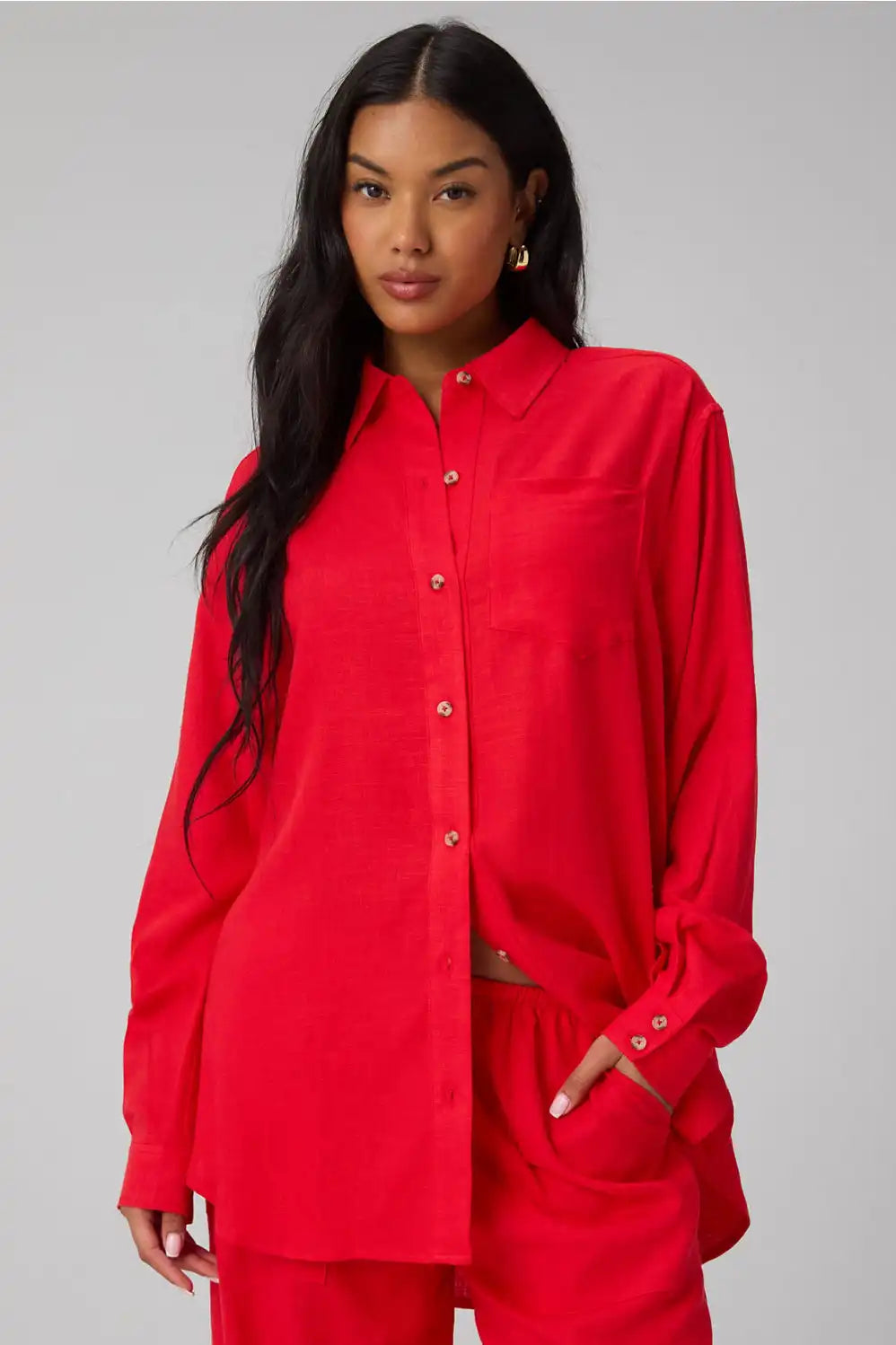 Lifestyle Linen Oversized Button-Up Shirt