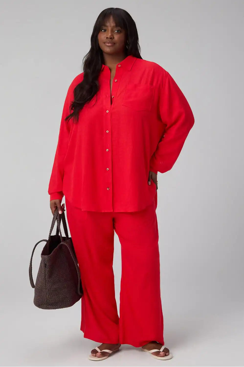 Lifestyle Linen Oversized Button-Up Shirt
