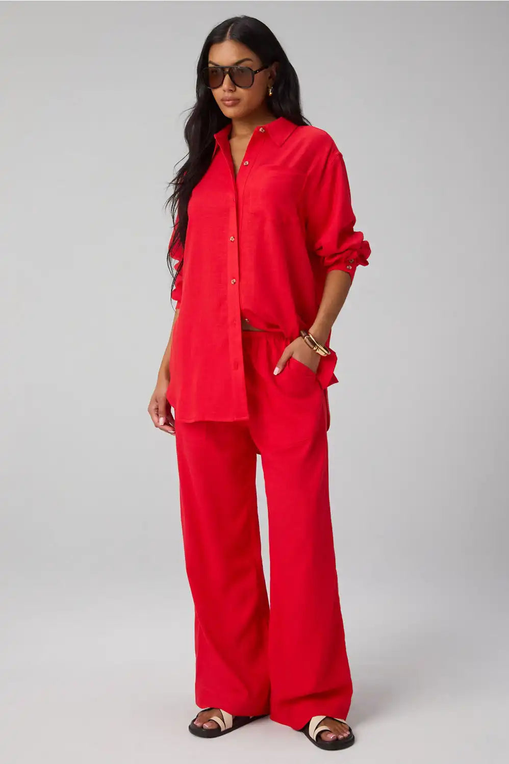Lifestyle Linen Oversized Button-Up Shirt