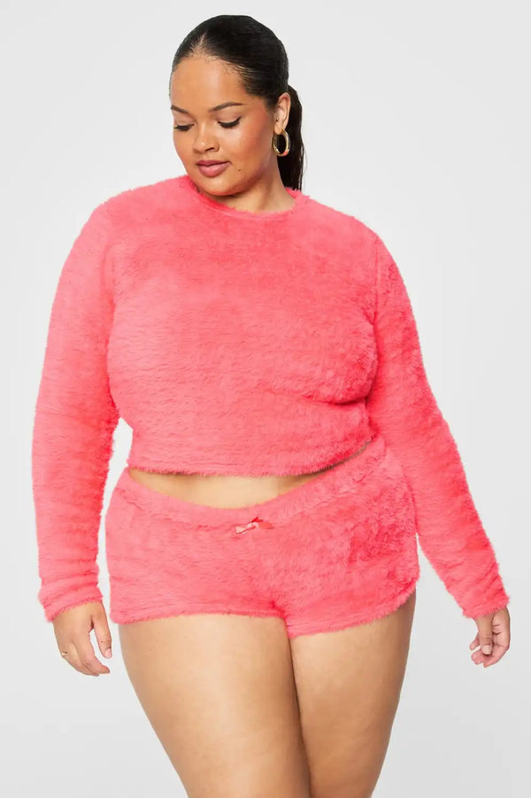 Fuzz Me Long Sleeve Cropped Top