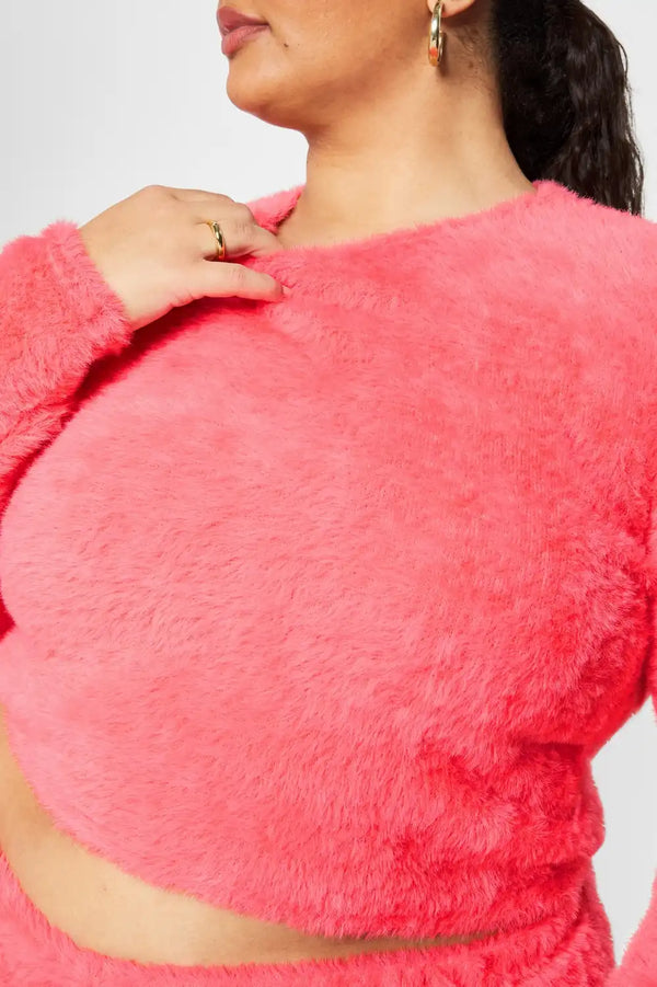 Fuzz Me Long Sleeve Cropped Top
