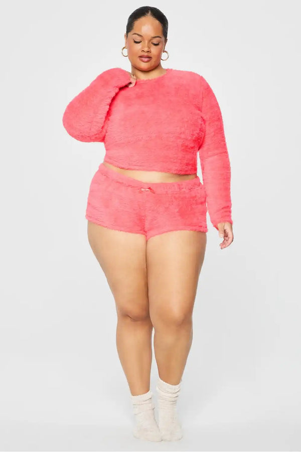 Fuzz Me Long Sleeve Cropped Top
