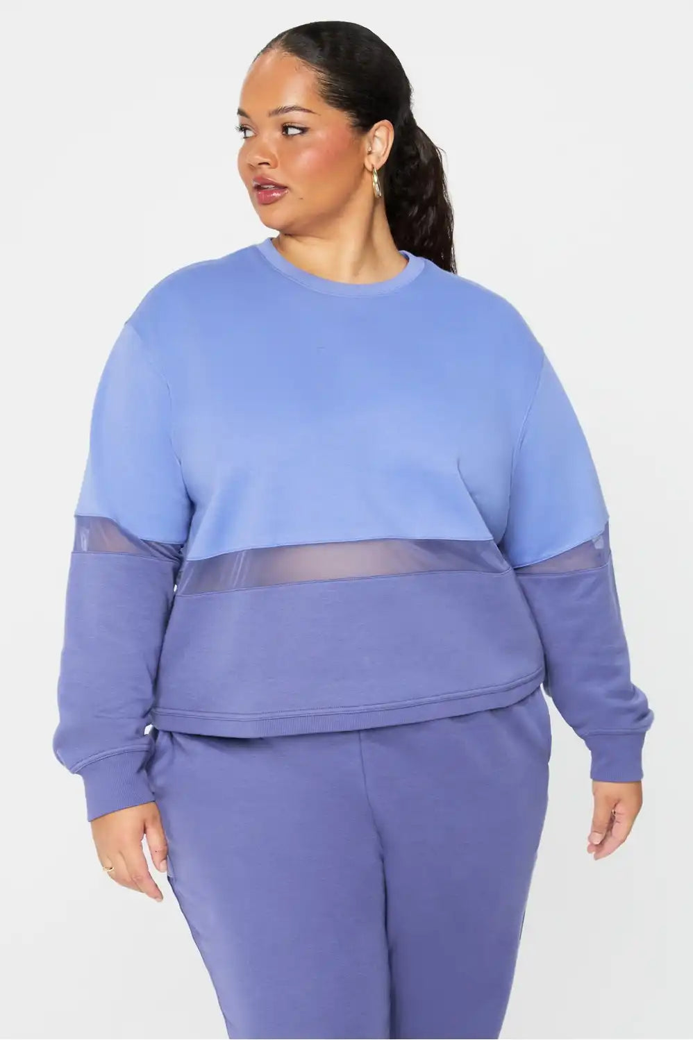 Cozy Fleece Mesh-Paneled Sweatshirt