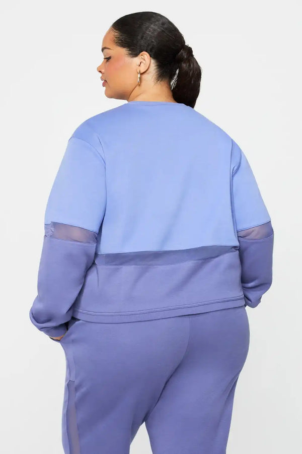 Cozy Fleece Mesh-Paneled Sweatshirt