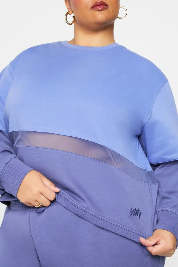 Cozy Fleece Mesh-Paneled Sweatshirt