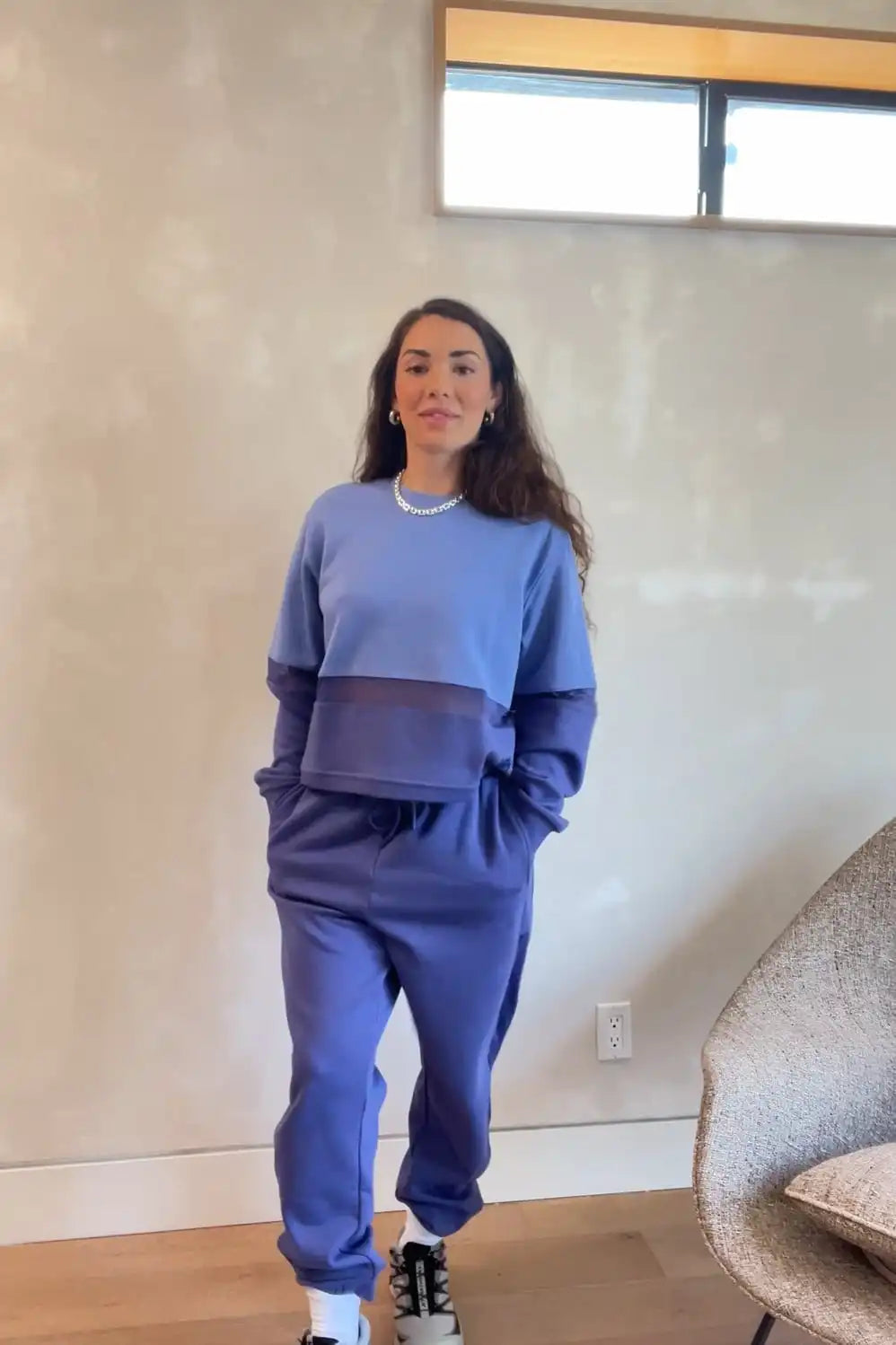 Cozy Fleece Mesh-Paneled Sweatshirt