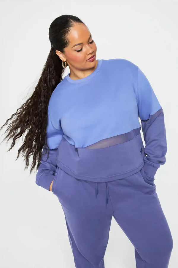 Cozy Fleece Mesh-Paneled Sweatshirt