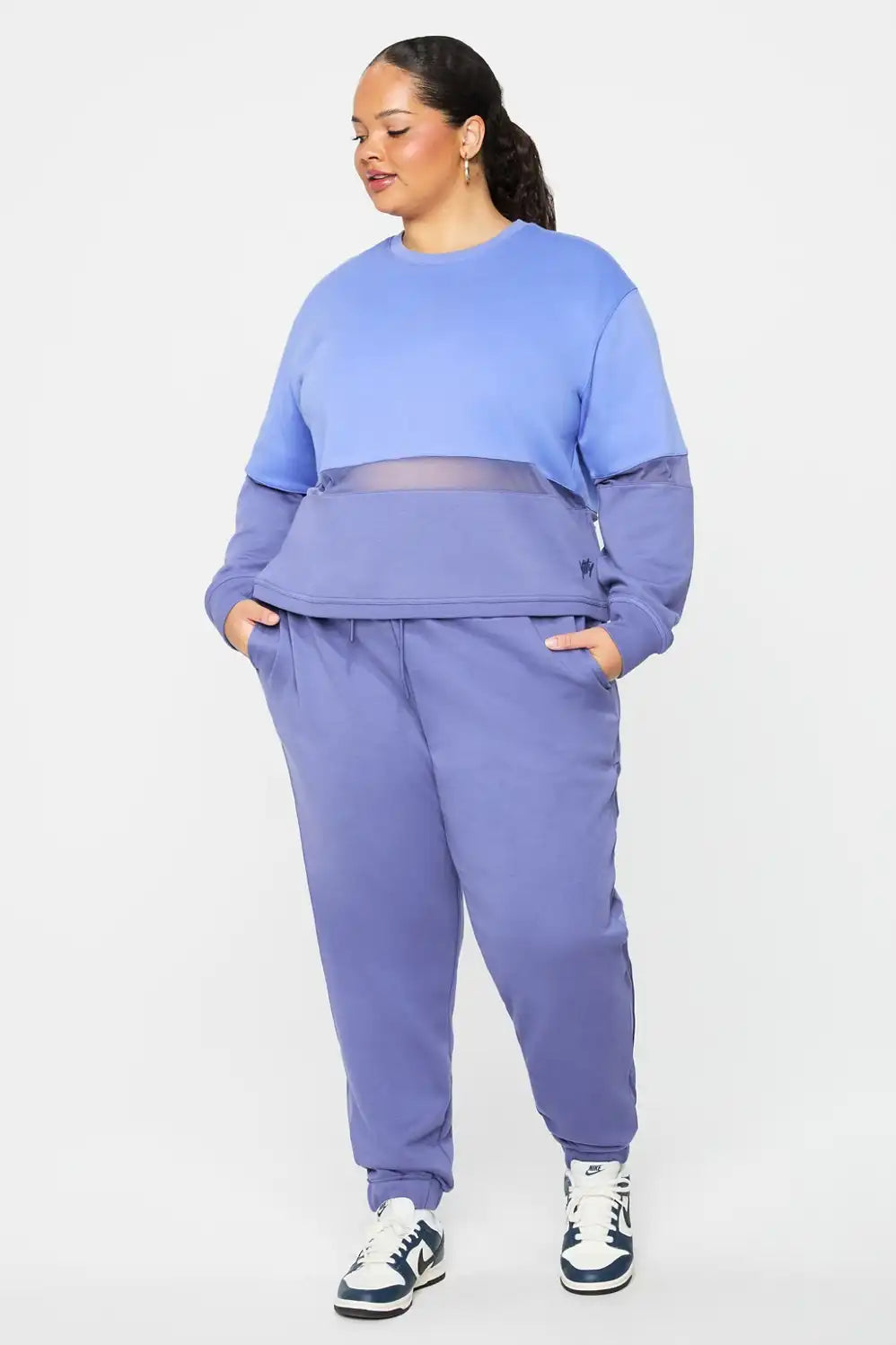 Cozy Fleece Mesh-Paneled Sweatshirt