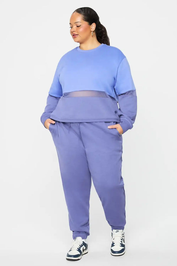 Cozy Fleece Mesh-Paneled Sweatshirt