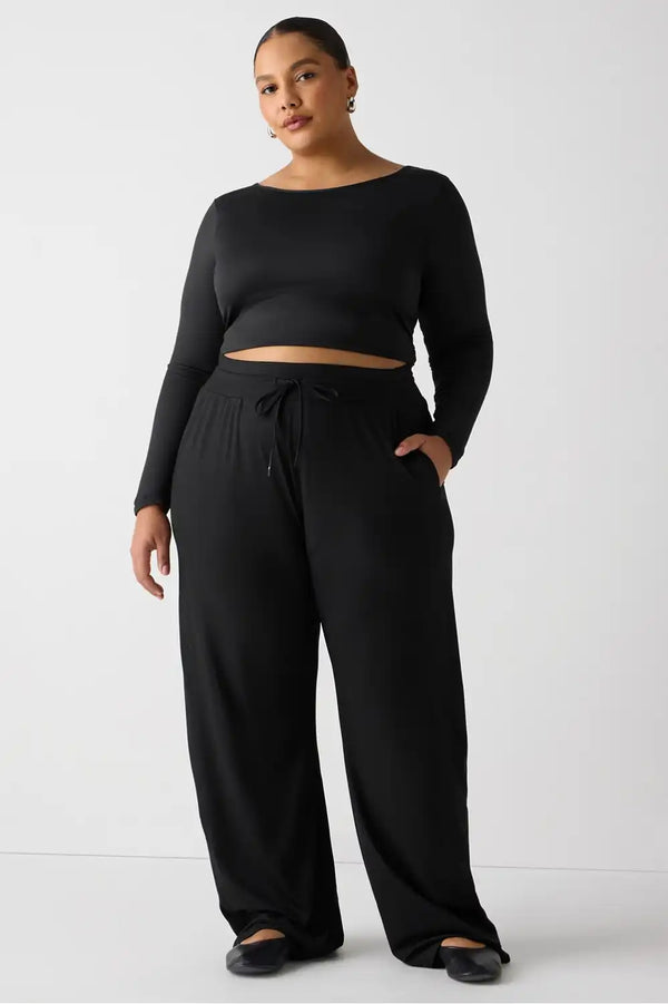 Whisper Crossover Long-Sleeve Top