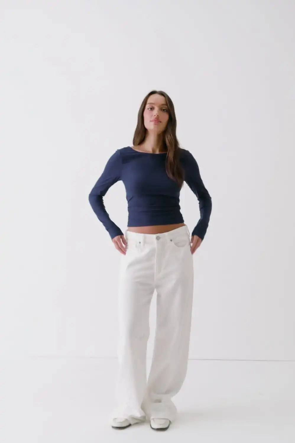 Whisper Crossover Long-Sleeve Top