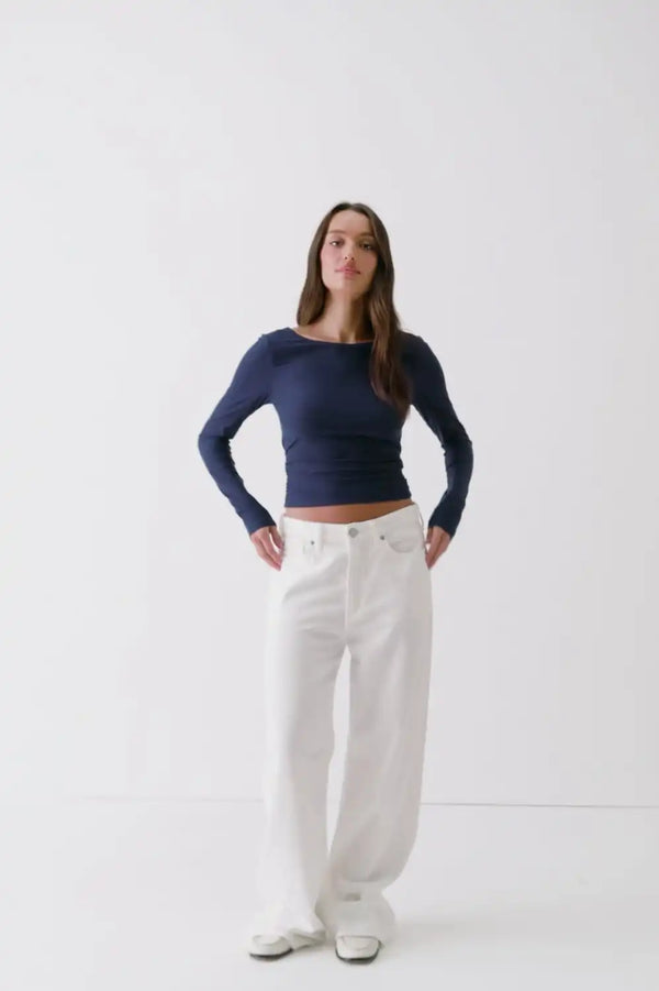 Whisper Crossover Long-Sleeve Top