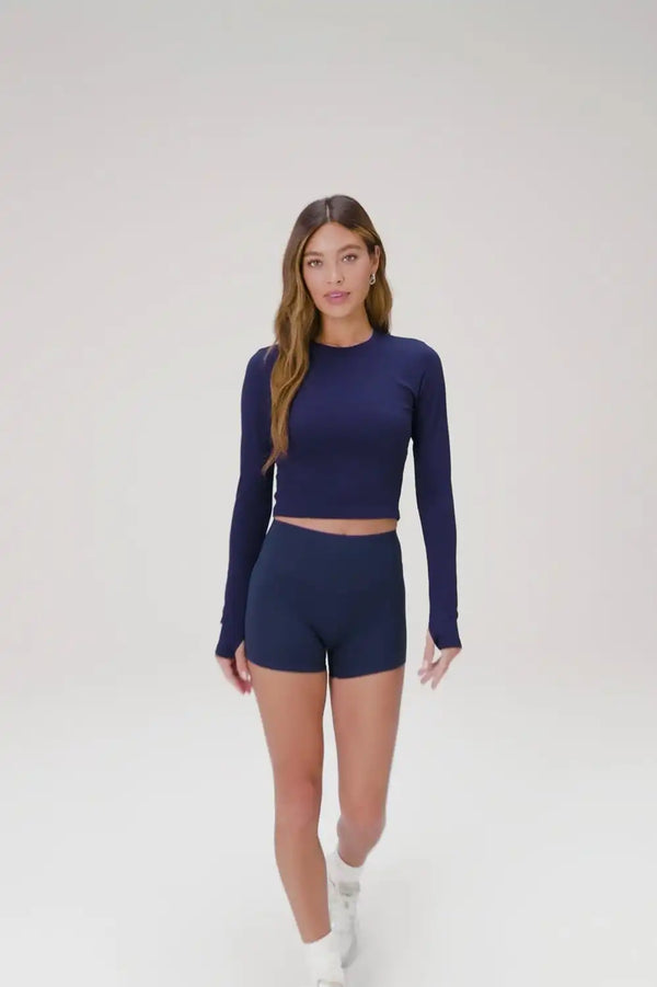 Feather Tech+ Cropped Long-Sleeve Top