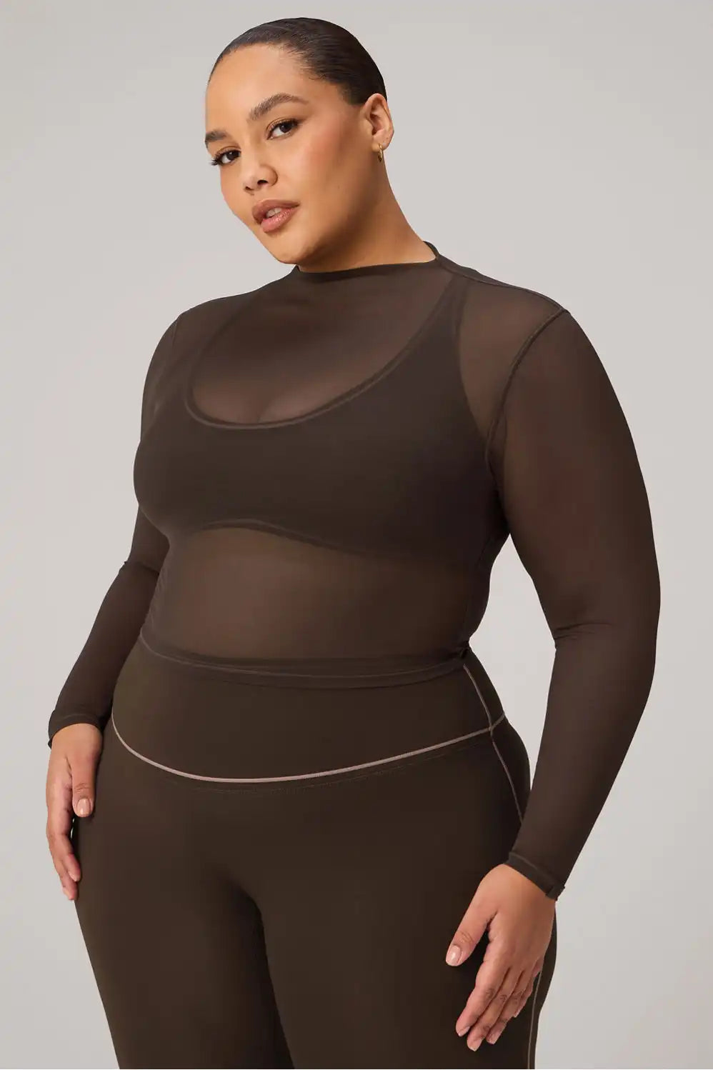 Mesh Long-Sleeve Crop Top