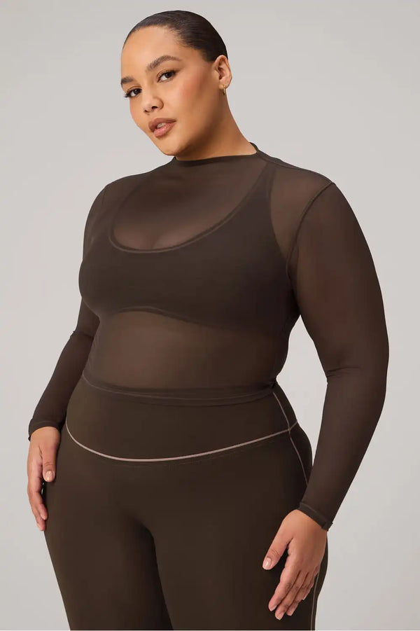 Mesh Long-Sleeve Crop Top