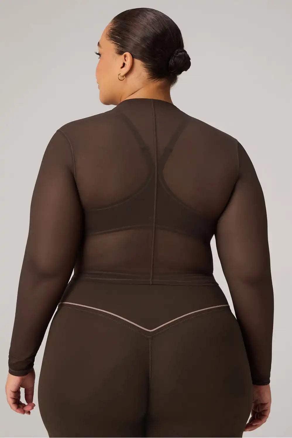 Mesh Long-Sleeve Crop Top