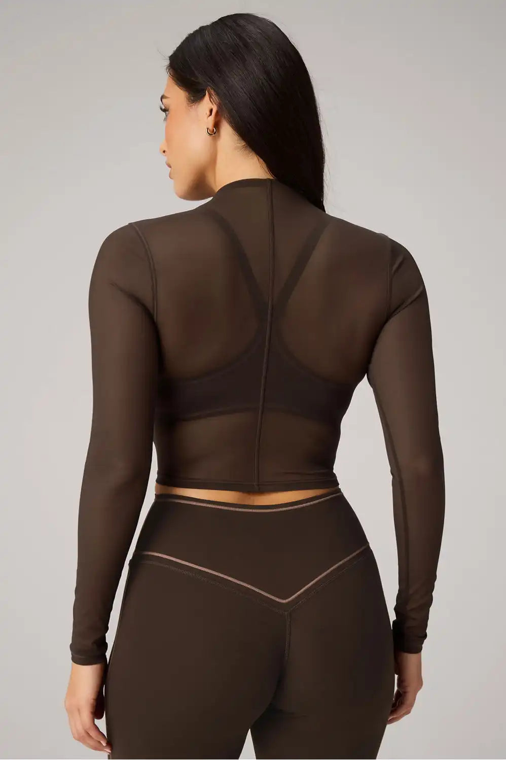 Mesh Long-Sleeve Crop Top