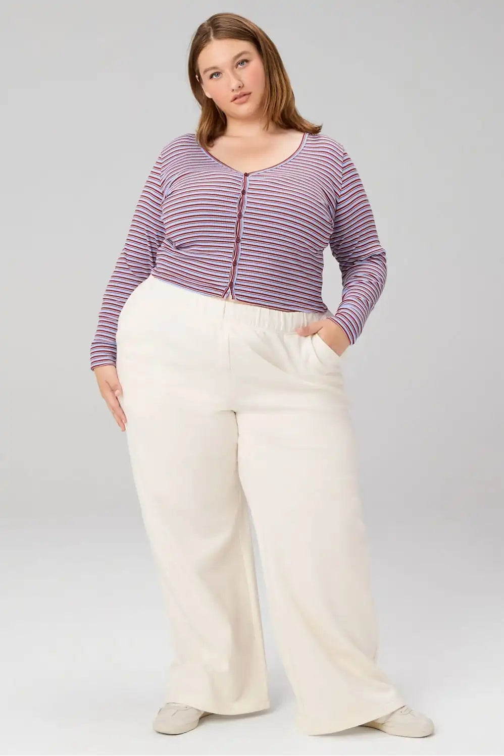 Modal Rib Cardigan Long-Sleeve Top