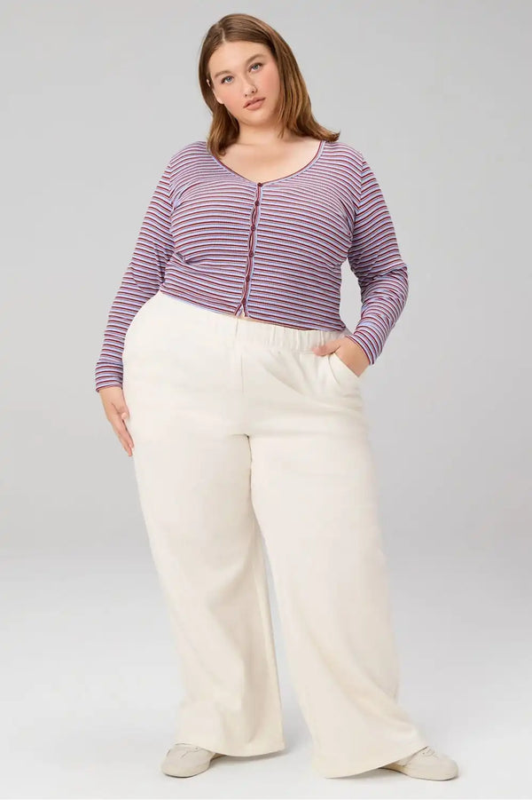 Modal Rib Cardigan Long-Sleeve Top