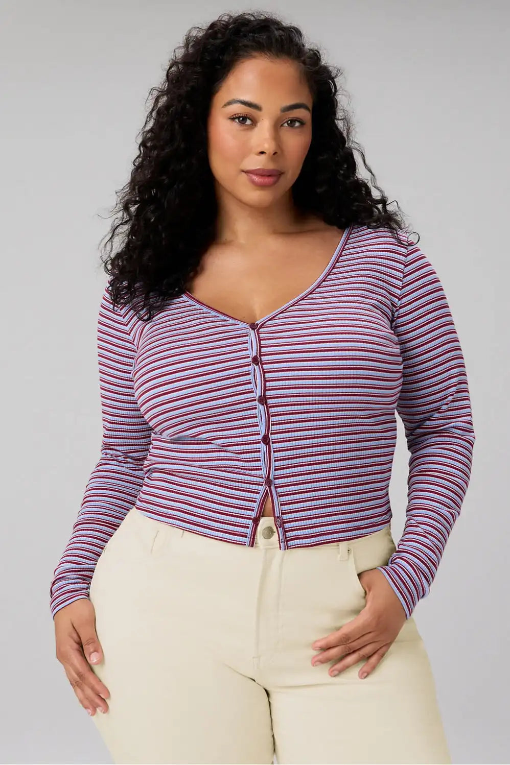Modal Rib Cardigan Long-Sleeve Top
