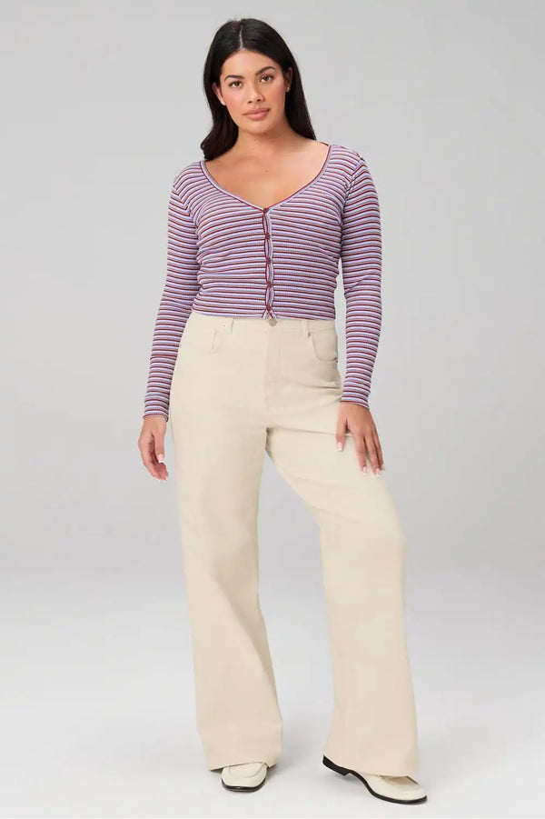Modal Rib Cardigan Long-Sleeve Top