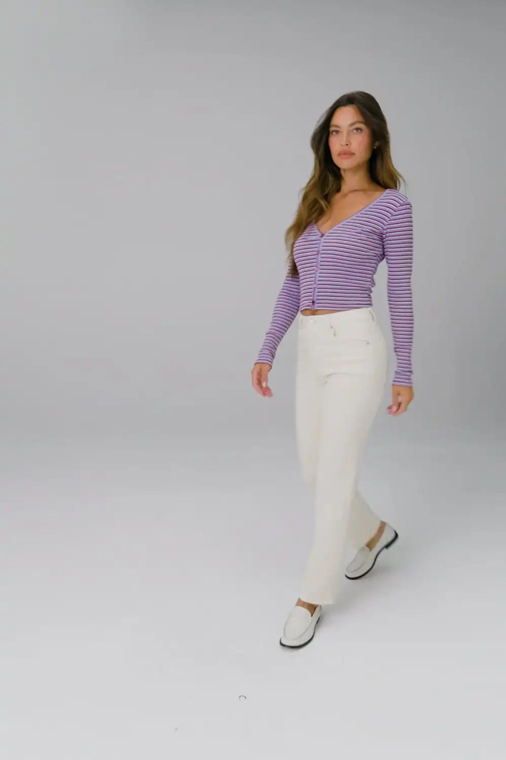 Modal Rib Cardigan Long-Sleeve Top
