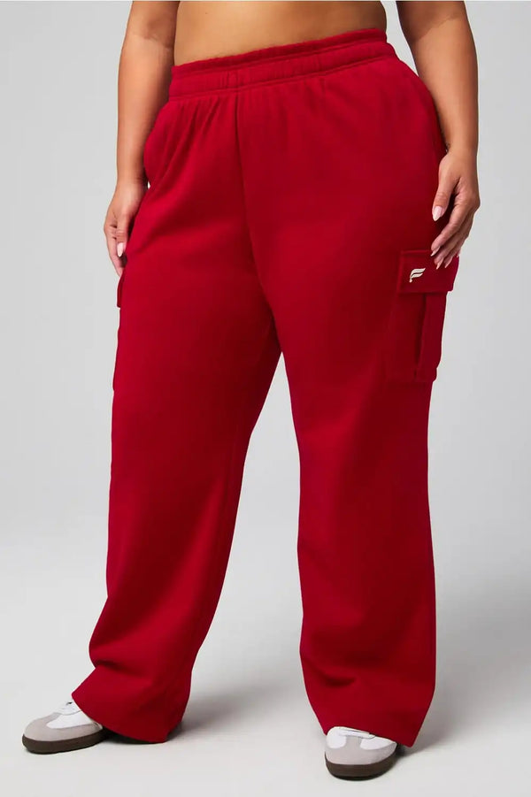 Cozy Fleece Wide Leg Cargo Sweatpant