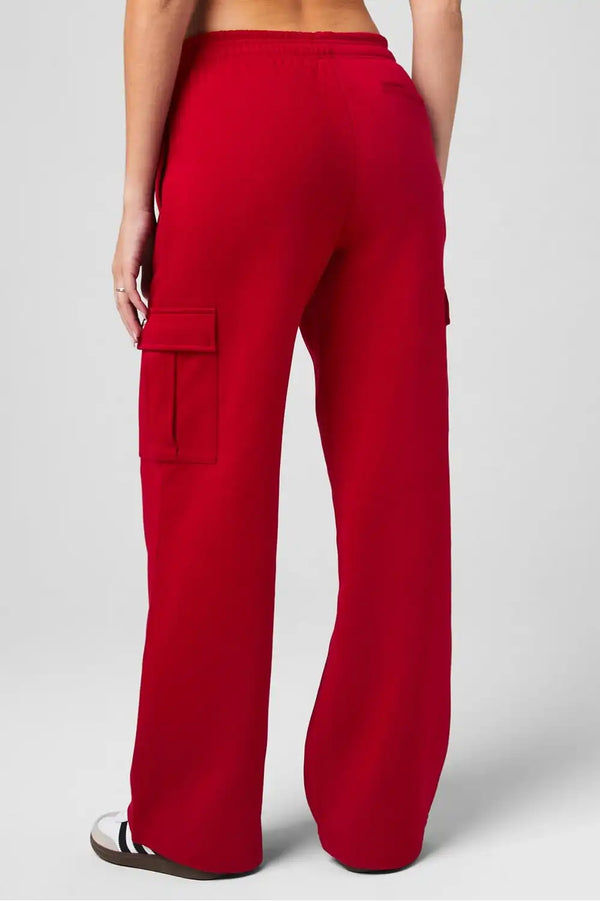 Cozy Fleece Wide Leg Cargo Sweatpant