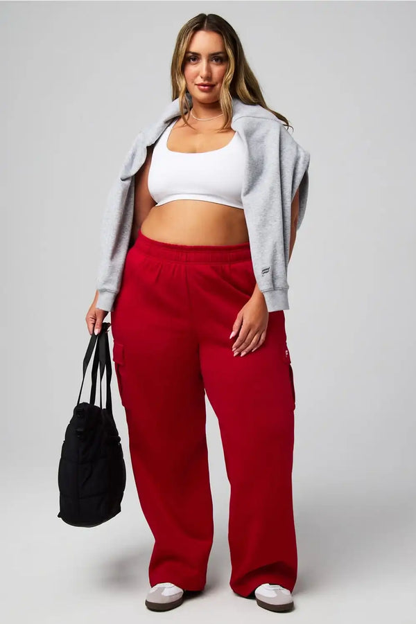 Cozy Fleece Wide Leg Cargo Sweatpant