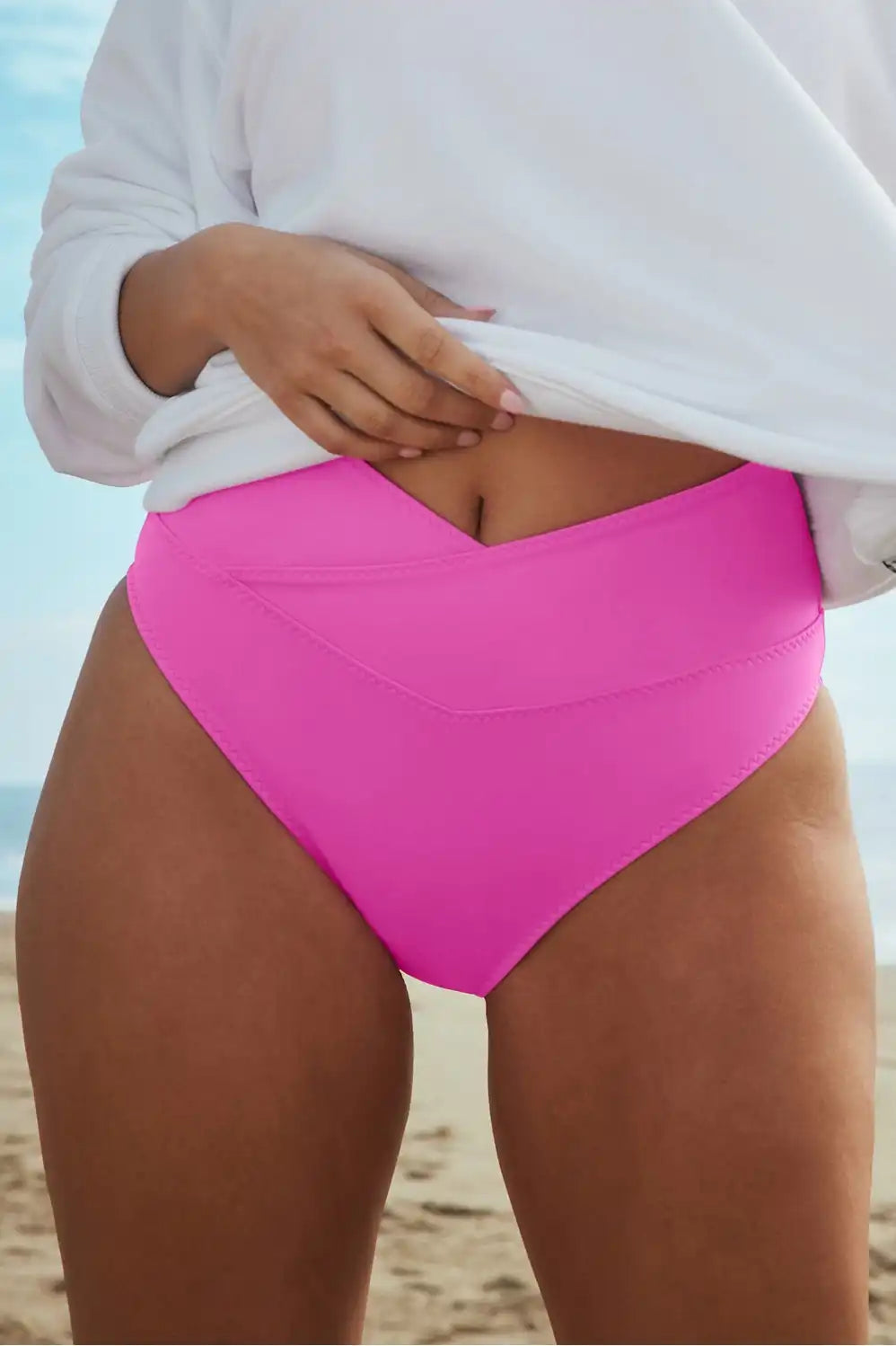 High-Waisted Cross Over Swim Bottom Main image