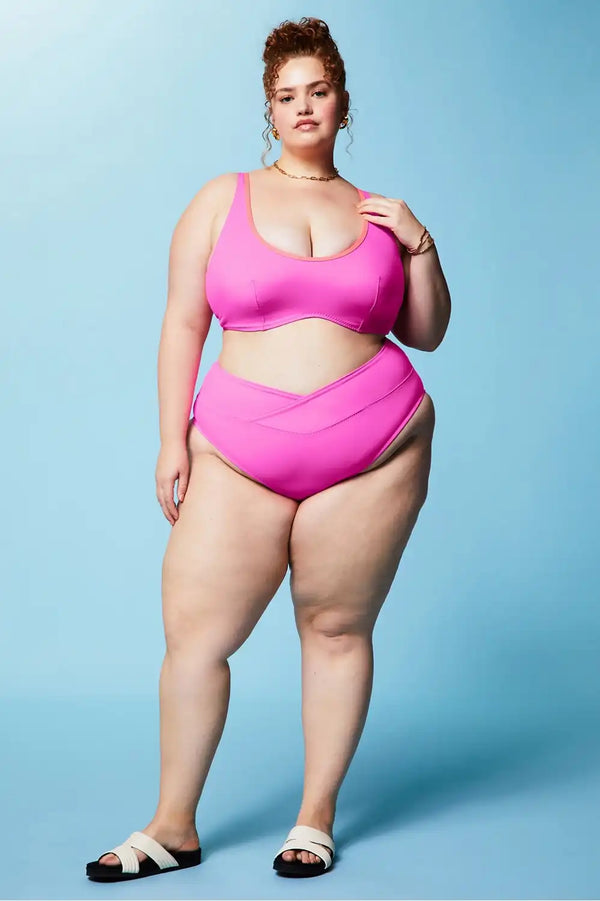 High-Waisted Cross Over Swim Bottom