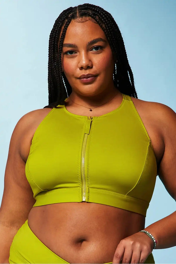 High Tide Zip-Front Swim Top