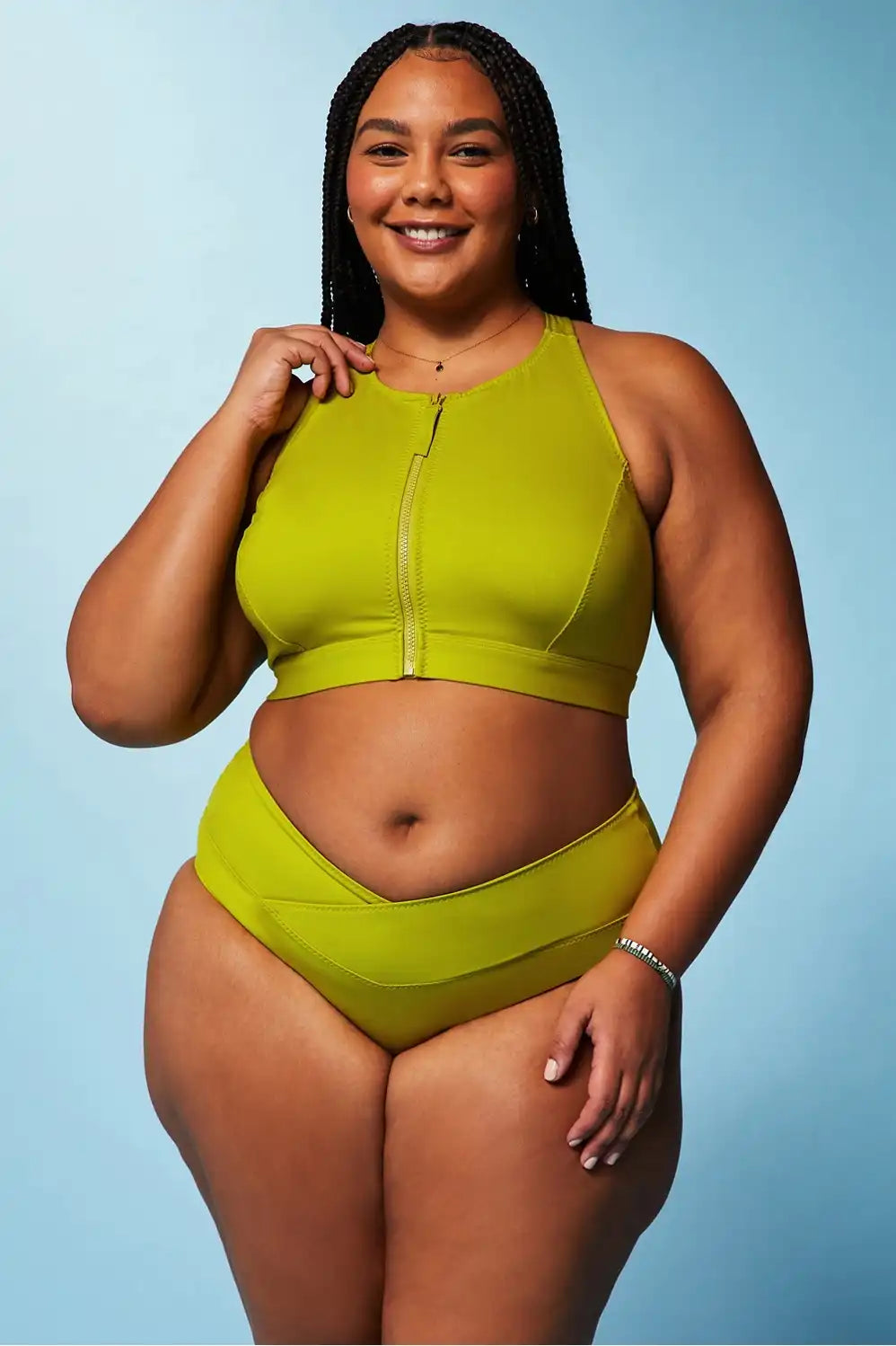 High Tide Zip-Front Swim Top