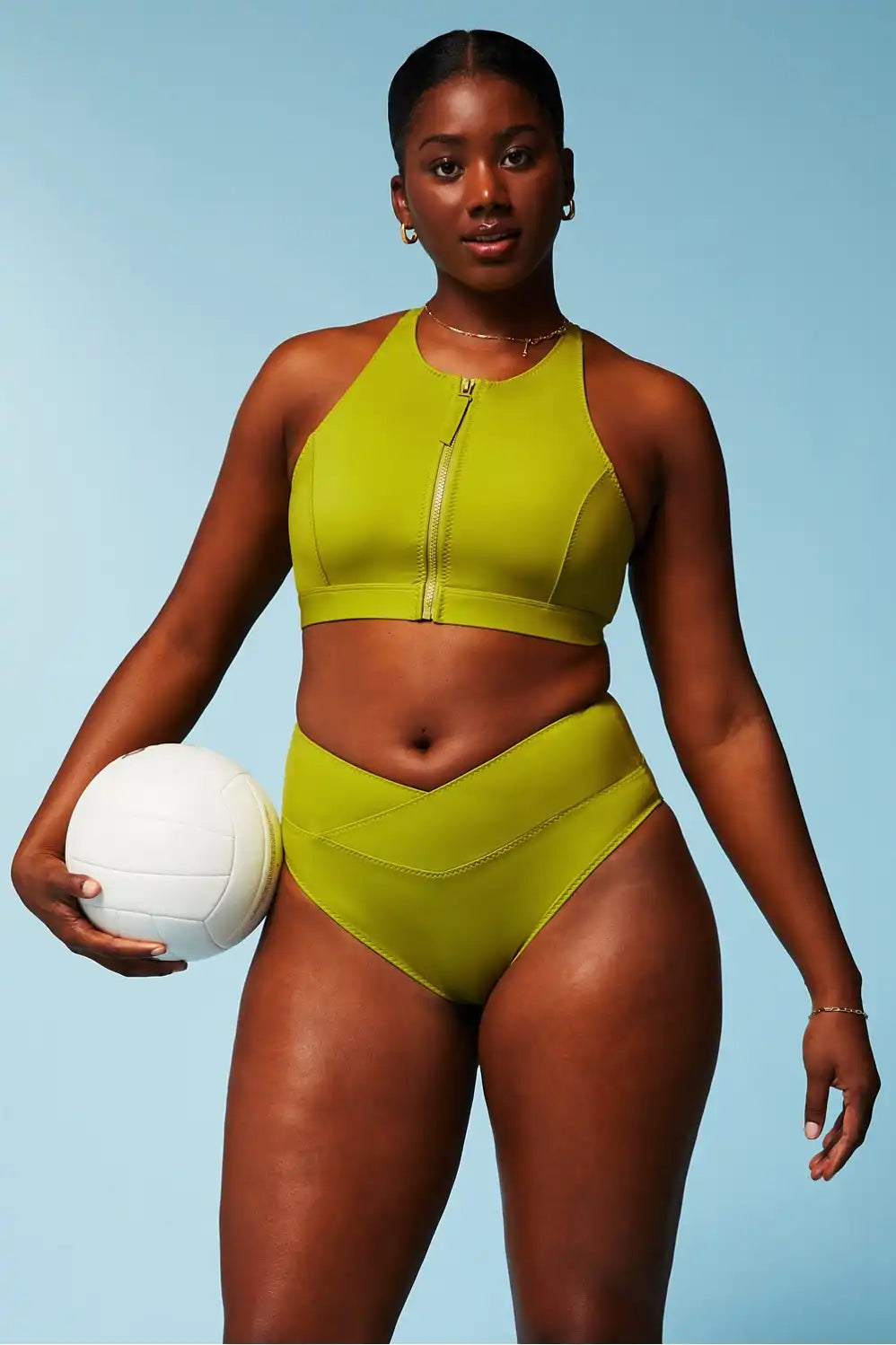 High Tide Zip-Front Swim Top
