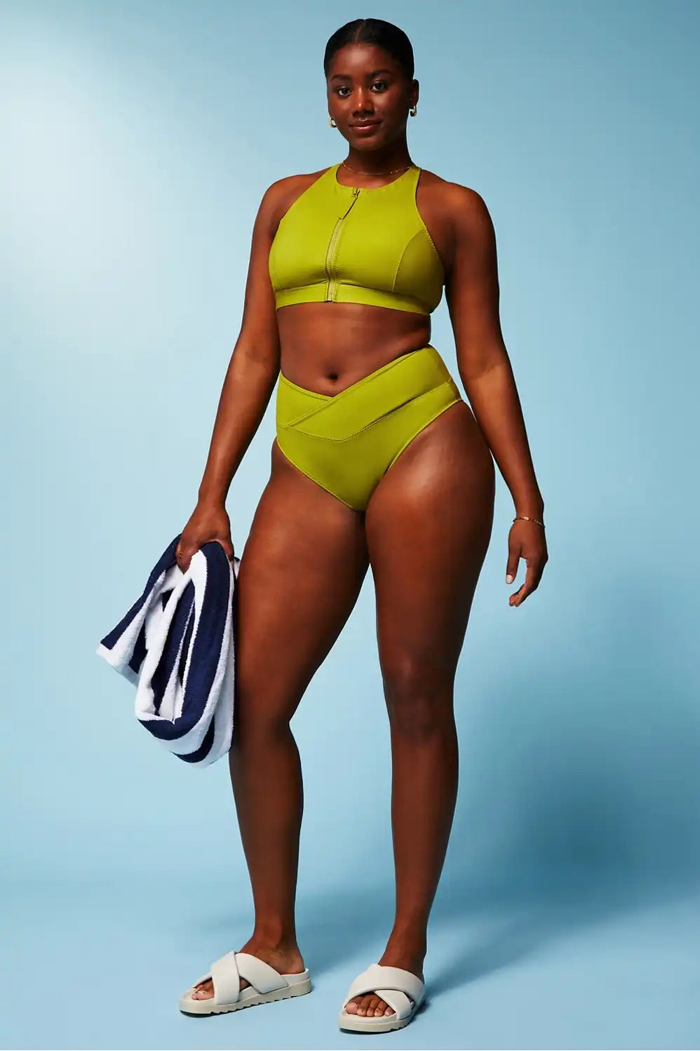 High Tide Zip-Front Swim Top