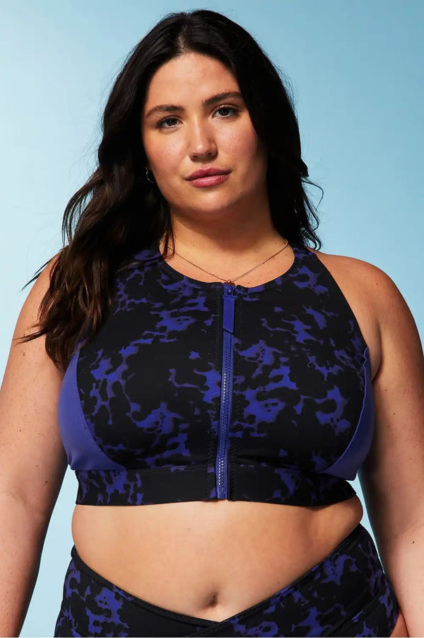 High Tide Zip-Front Swim Top