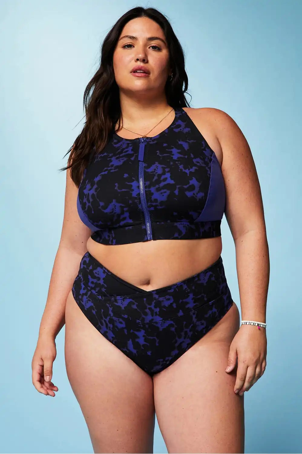 High Tide Zip-Front Swim Top