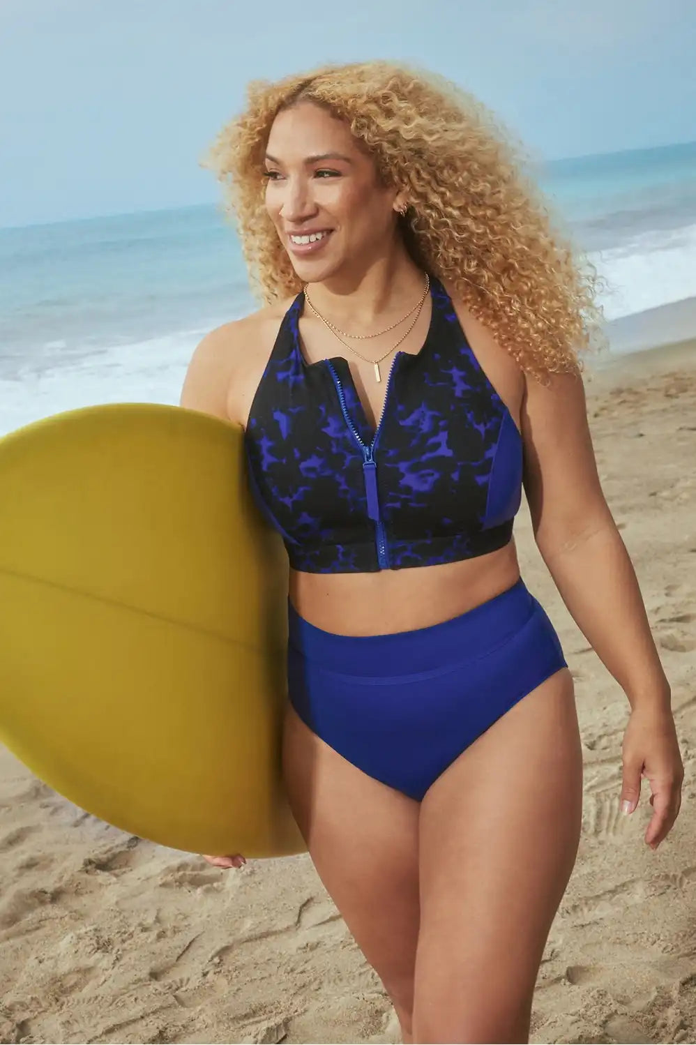 High Tide Zip-Front Swim Top