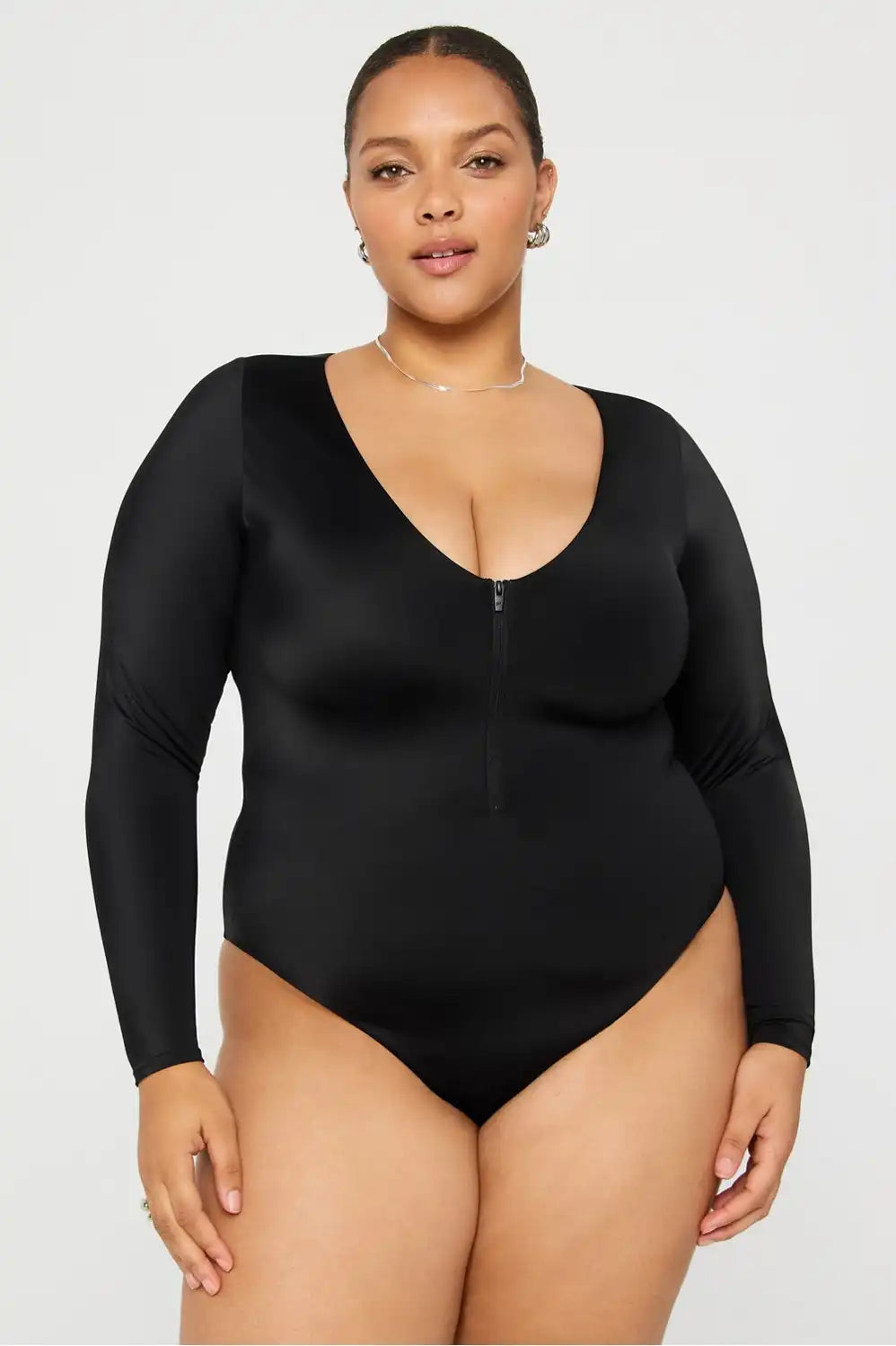 Zip-Front Long Sleeve One Piece Swimsuit