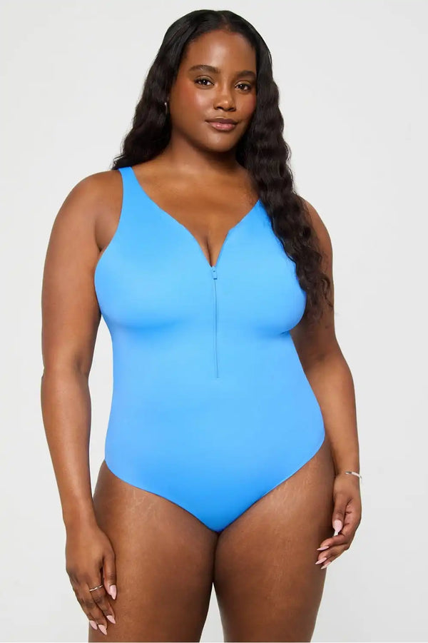 Zip-Front One Piece Swimsuit