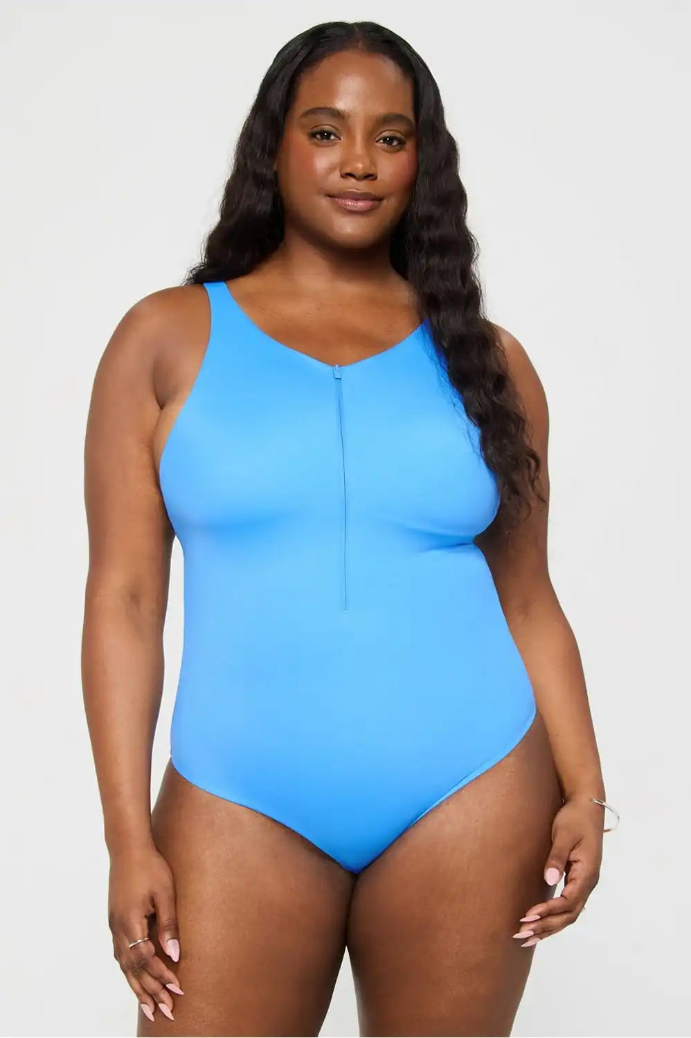 Zip-Front One Piece Swimsuit
