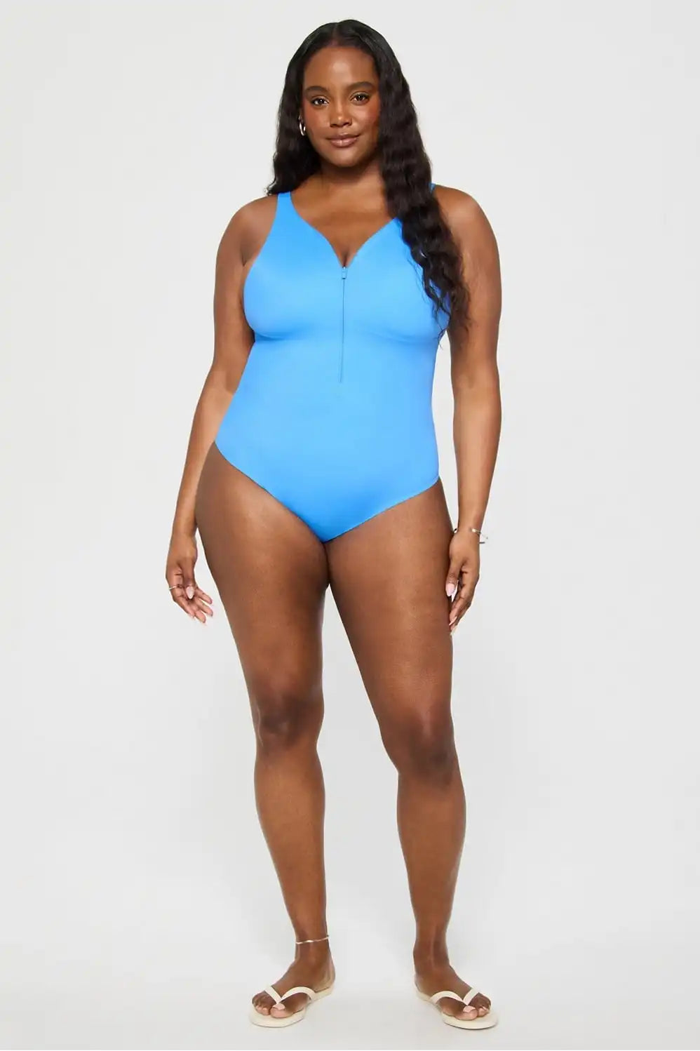 Zip-Front One Piece Swimsuit