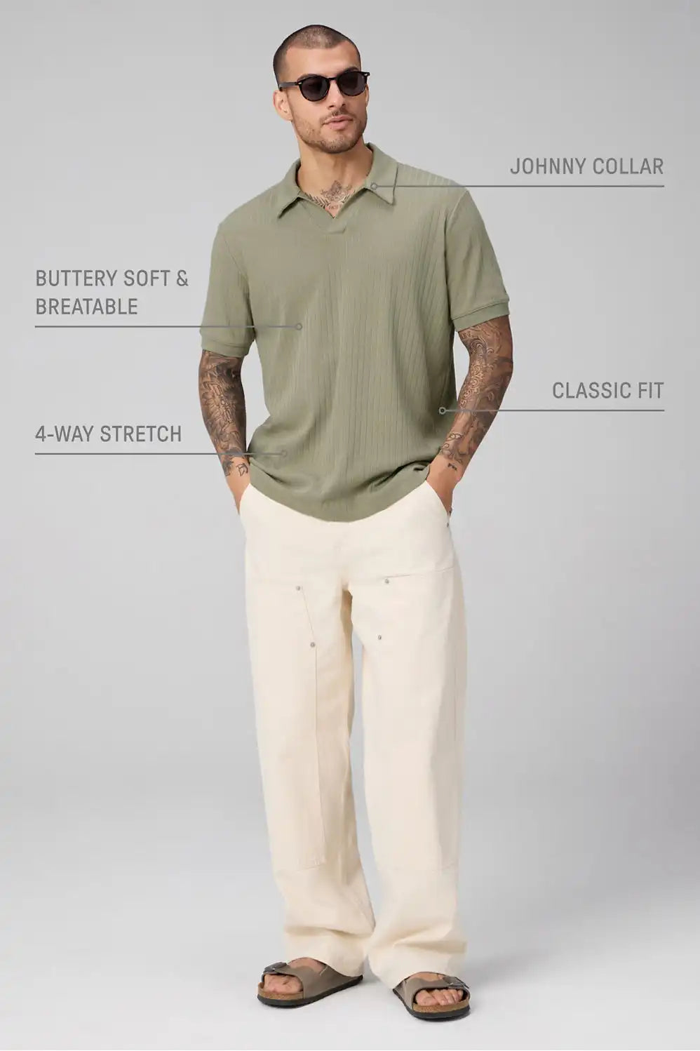 The 24-7 Ribbed Johnny Collar Polo